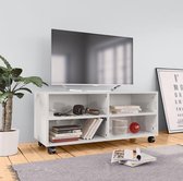 Tv-meubel met wieltjes 90x35x35 cm spaanplaat hoogglans wit