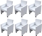Eetkamerstoelen 6 st kunstleer wit