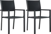 Tuinstoel 2 st rattan-look kunststof zwart