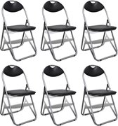 Eetkamerstoelen inklapbaar 6 st kunstleer en staal zwart (incl. Anti-krasviltjes)