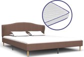 Bed met traagschuim matras stof bruin 160x200 cm