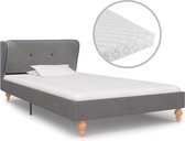 Bed met matras stof lichtgrijs 90x200 cm