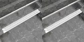 Doucheafvoer 2 st rechthoekig golf 1030x140 mm roestvrij staal