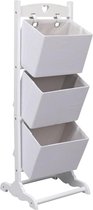 Mandenrek 3-laags 35x35x102 cm hout wit