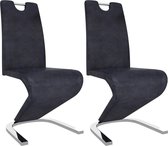Eetkamerstoelen met zigzag-vorm 2 st kunstsuéde grijs