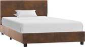 Bedframe kunstsuéde bruin 100x200 cm