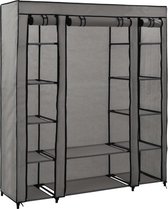 Kledingkast met vakken en stangen 150x45x176 cm stof grijs