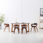 Eetkamerstoelen 6 st stof en gebogen hout donkergrijs