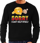 Funny emoticon sweater Sorry i cant help myself zwart heren M (50)