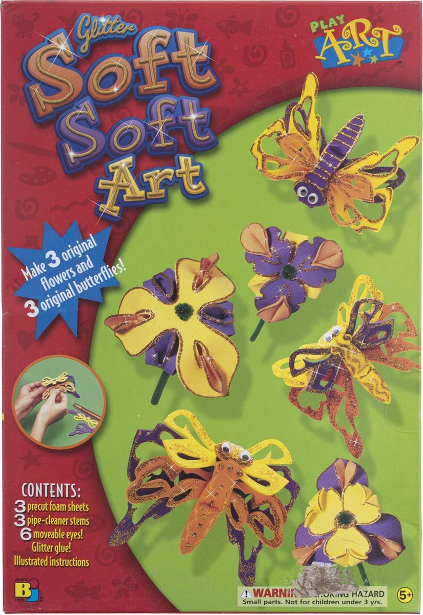 Knutselpakket - SOFT GLITTER bloemen + vlinders - Knutselen met kinderen