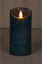 1x Antiek groene LED kaars / stompkaars 15 cm - Luxe kaarsen op batterijen met bewegende vlam