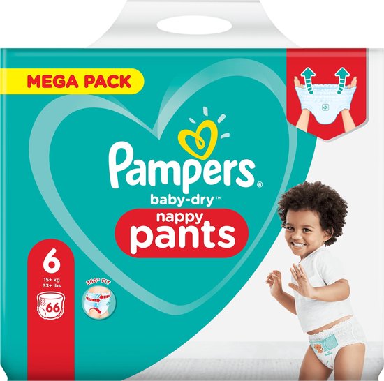 Pampers Baby-Dry Pants Maat 6 (15+ kg) - 66 luierbroekjes | bol.com