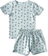 Little Label - 2-delige zomerpyjama - lichtblauw, palm - maat 92 - bio-katoen