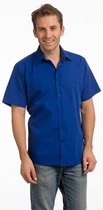 Heren overhemd blauw met korte mouw XL