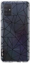 Casetastic Samsung Galaxy A71 (2020) Hoesje - Softcover Hoesje met Design - Abstraction Outline Black Transparent Print