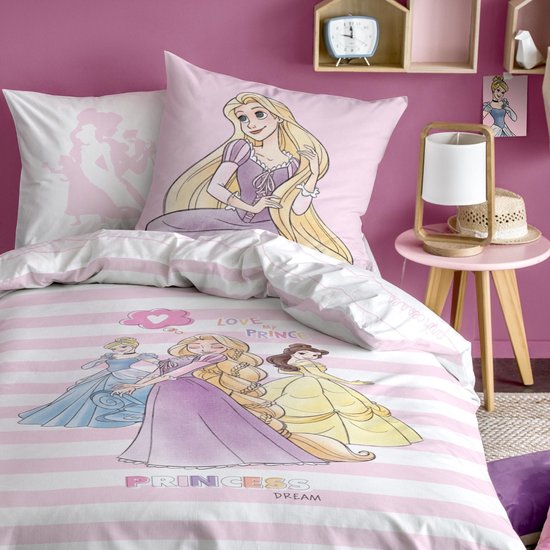 Disney Princess Stripes - Dekbedovertrek - Eenpersoons - 140 x 200 cm -  Multi | bol.com