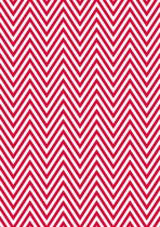 Cadeaupapier Rood Wit Zigzag Motief - Vellen: Gevouwen 50x70 - 250st