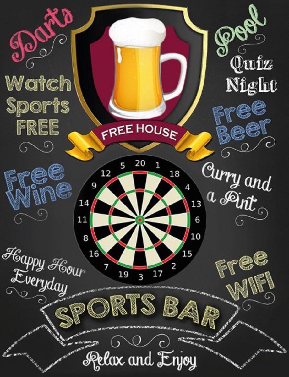 Wandbord Darts Sports Bar 20x30cm bol.