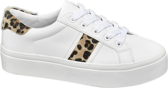 Graceland Dames Witte sneaker panterprint - Maat 37 | bol.com