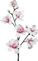 Witte/roze Magnolia/beverboom kunsttak kunstplant 100 cm - Kunstplanten/kunsttakken - Kunstbloemen boeketten