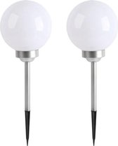 LUMI GARDEN Set van 2 bollen LED-licht op zonne-energie Moony - Wit licht - Ø 20 cm