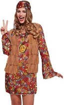 VOLWASSENEN VROUW 3-delig Groovy Hippie Jurkje bestaande uit: Bandana/Ketting en Jurk met Jasje er aan vast | Flower Power Hippie | Carnavalskleding | Verkleedkleding | Vrijgezellenfeest | Da