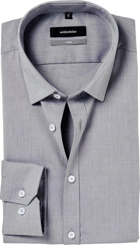 Seidensticker x-slim fit overhemd - grijs - Strijkvrij - Boordmaat: