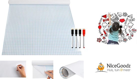 Whiteboard Foil XL Adhésif 4 marqueurs pour tableau blanc