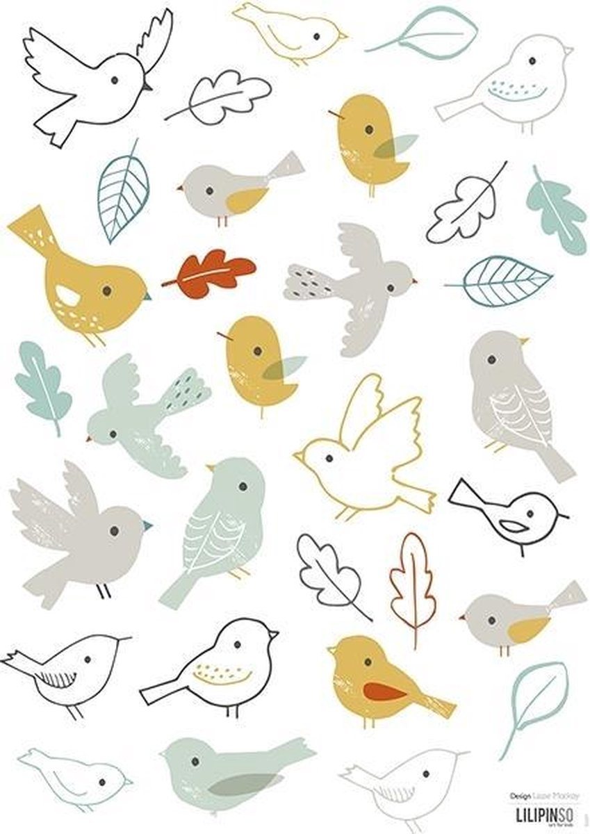 LILIPINSO S0697, Vinyl, Meerkleurig, Dierenpatroon, Vogel, Mat, Muur