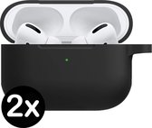 Hoes geschikt voor Apple AirPods Pro Hoesje Siliconen Case - Zwart - 2 PACK