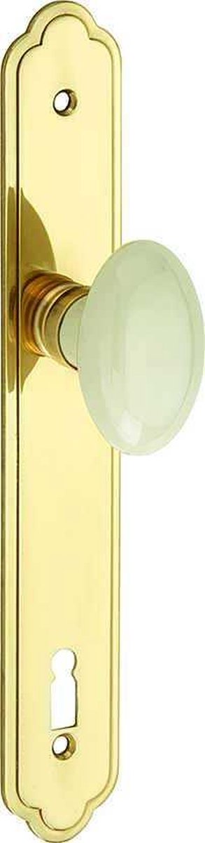 Knopkruk op schild Evelyne porselein BB 110 mm ivoor/messing ongelakt