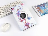 P.C.K. Boekhoesje/Bookcover/Case draaibaar hoesje wit met vlinders bloemen print geschikt voor Samsung Galaxy TAB A T510 (2019) MET PEN EN GLASFOLIE