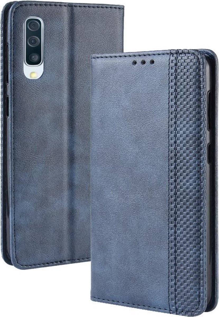 Vintage Book Case - Geschikt voor Samsung Galaxy A50 / A30s Hoesje - Blauw