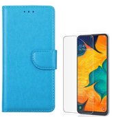 Samsung Galaxy A60 Portemonnee hoesje Turquoise met 2 stuks Glas Screen protector