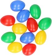 12x Gekleurde plastic eieren 4,5 cm Pasen hangdecoratie voor Paastak - Paaseieren - Paasversiering / Paasdecoratie