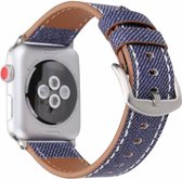 KELERINO. Denim bandje geschikt voor Apple Watch (42mm & 44mm) - Donkerblauw
