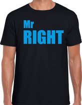 Mr right t-shirt zwart met blauwe letters voor heren L