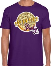Disco seventies party feest t-shirt paars voor heren S