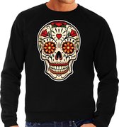Sugar skull fashion sweater rock / punker zwart voor heren XL