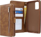 Housse Bookcase hoesje Samsung Galaxy S20 + - CaseBoutique - Marron uni - Simili cuir - Avec poche zippée Compartiment à monnaie