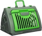Reismand / transport box voor huisdieren grijs/groen 46 cm - Reismanden voor kleine dieren