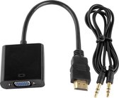 HDMI Male naar VGA Female + Audio Adapter Kabel | Zwart / Black | 20CM | Premium Kwaliteit