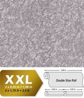 Uni kleuren behang EDEM 9076-25 vliesbehang gestempeld in spachtelputz look en metallic effect zilver grijs 10,65 m2