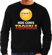 Funny emoticon sweater I am watching you zwart heren L (52)