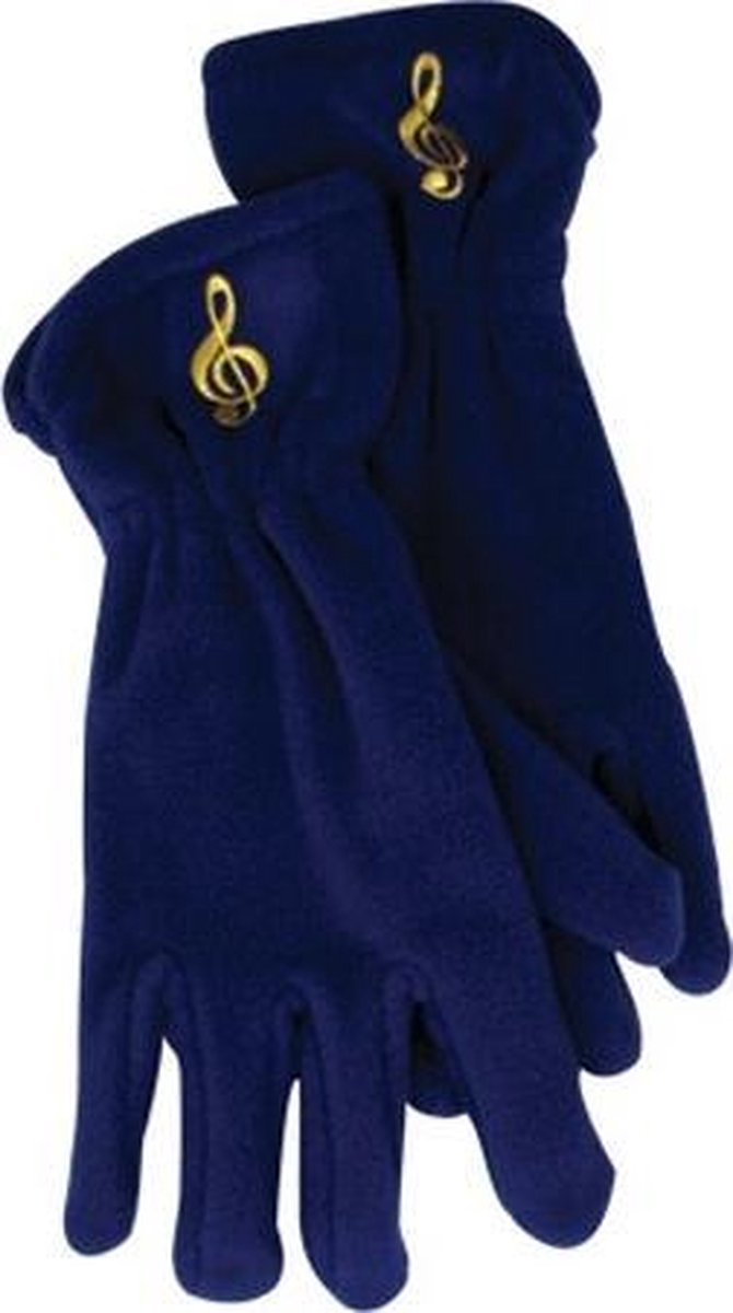 Fleece handschoenen met vioolsleutel, koningsblauw Maat S