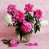 Diamond painting - Boeket roze en witte bloemen in vaas - 40x30cm