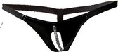 Black Level - Kruisloze Lak String Met Kettinkje S/M L/XL