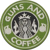 Guns & Coffee Geborduurde patch embleem met klittenband