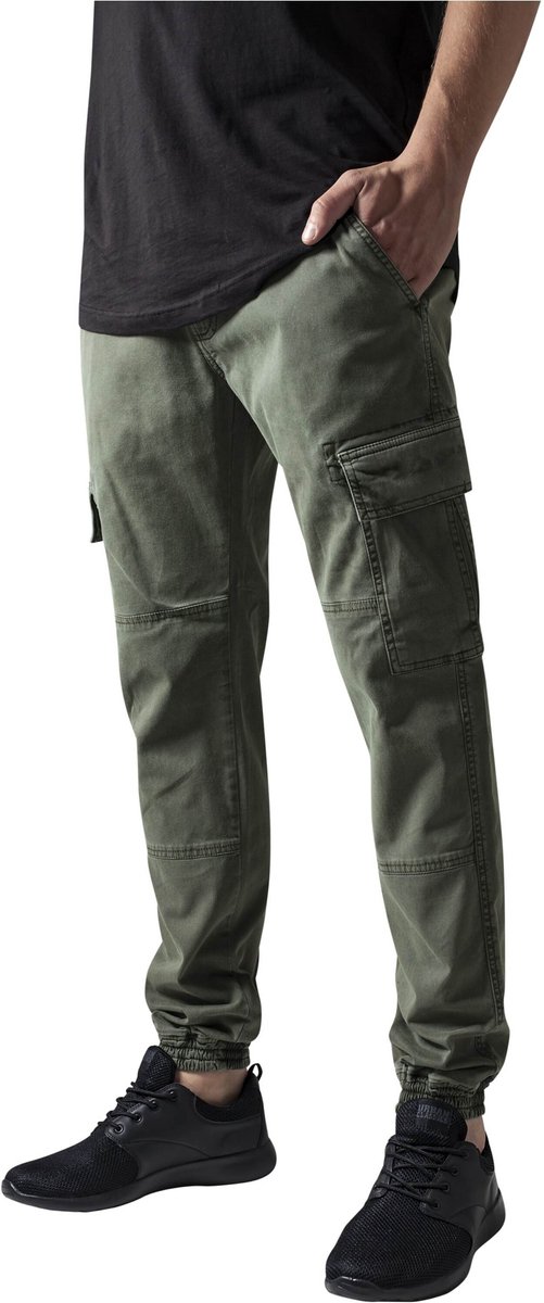 Urban Classics Washed Cargo Twill Heren joggingbroek Taille 34 inch Groen
