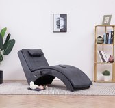 Massage chaise longue met kussen kunstsuéde grijs